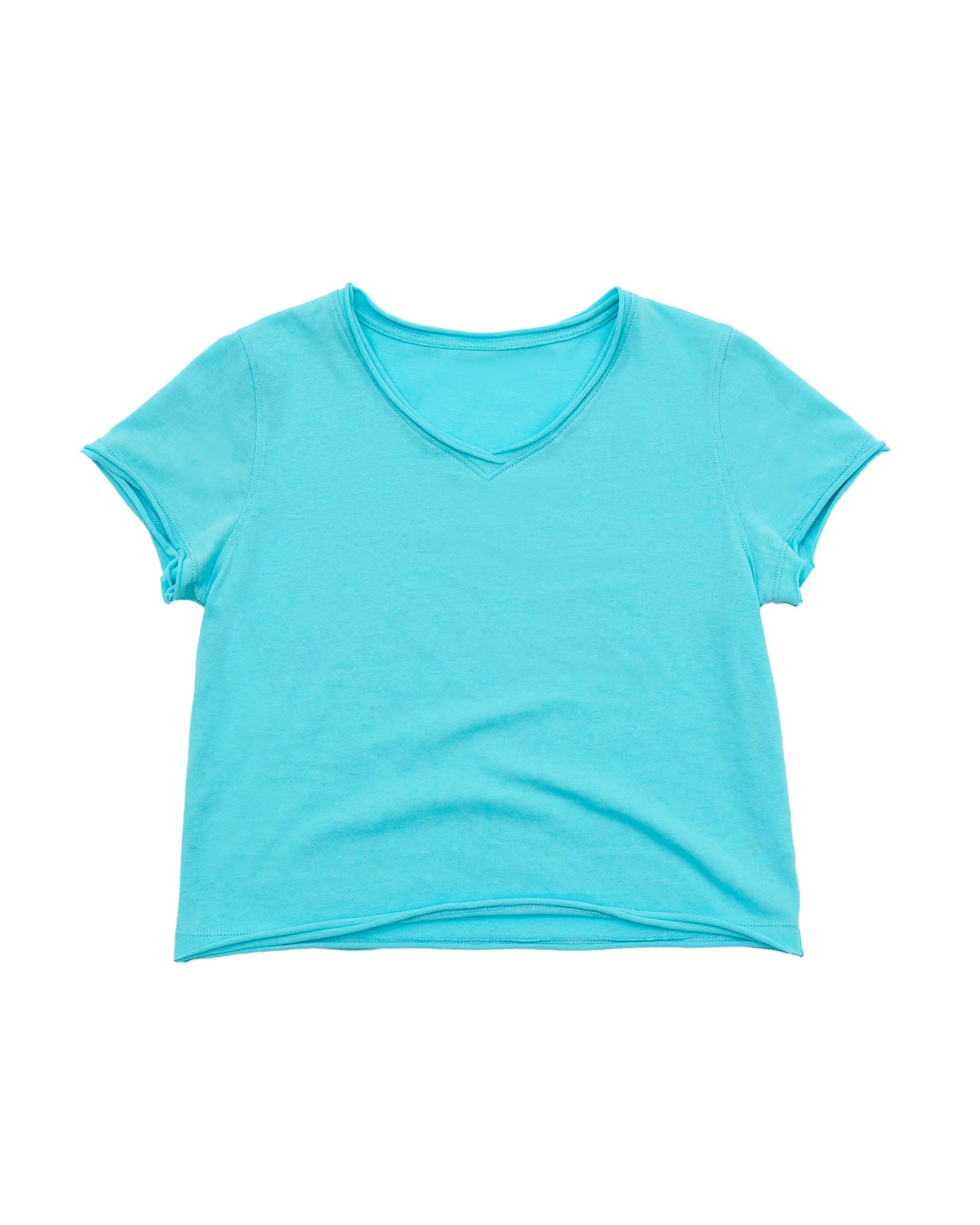 カットオフ VネックTシャツ｜ミントブルー