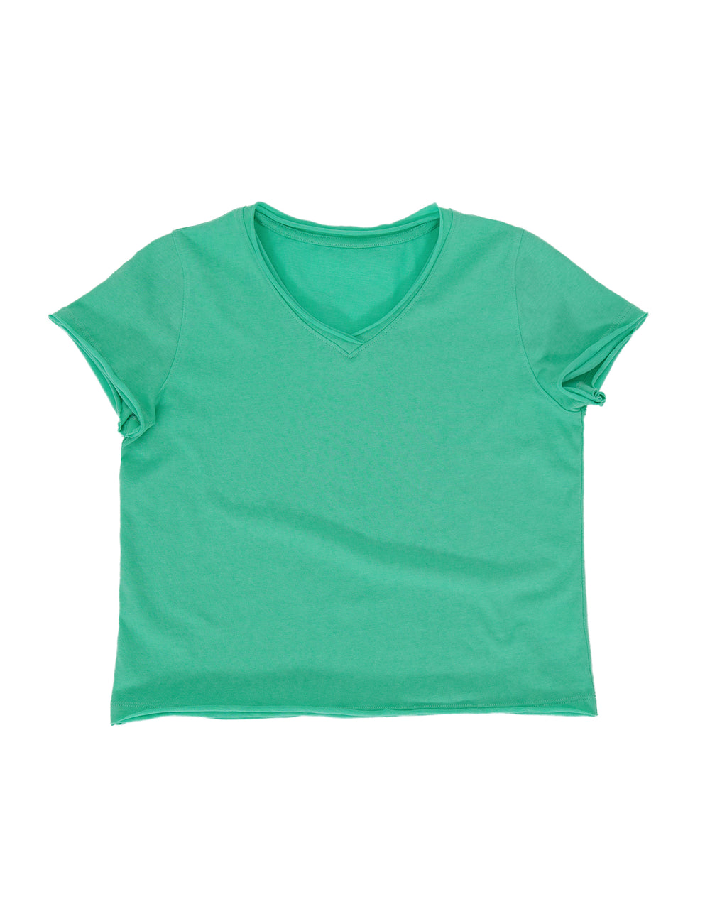 カットオフ VネックTシャツ｜グリーン