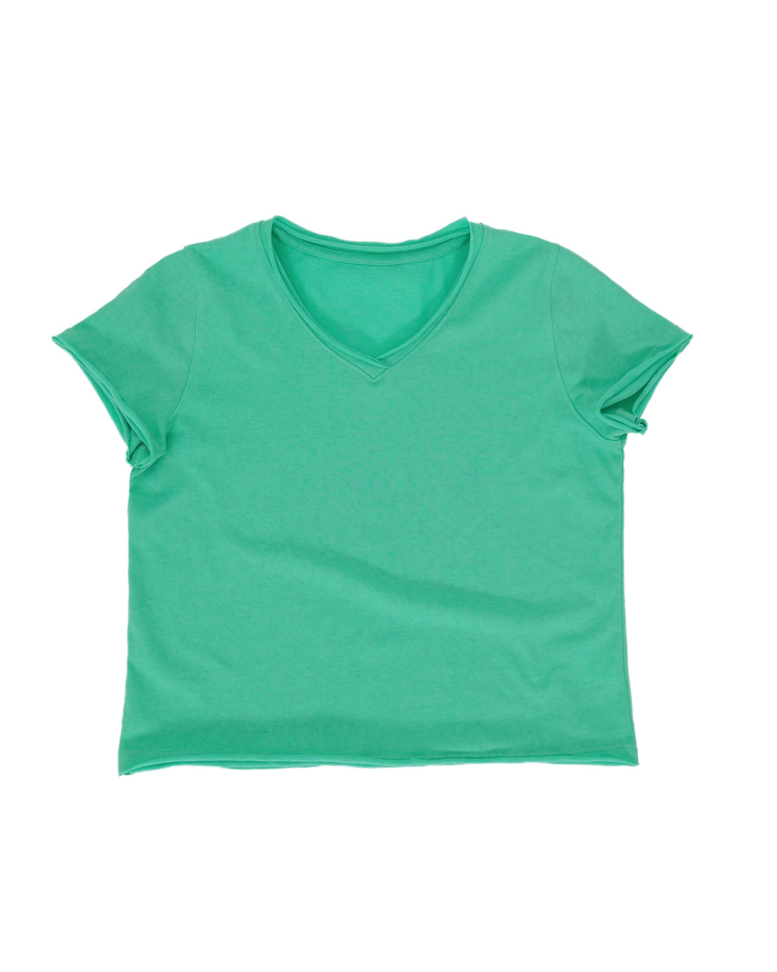 カットオフ VネックTシャツ｜グリーン