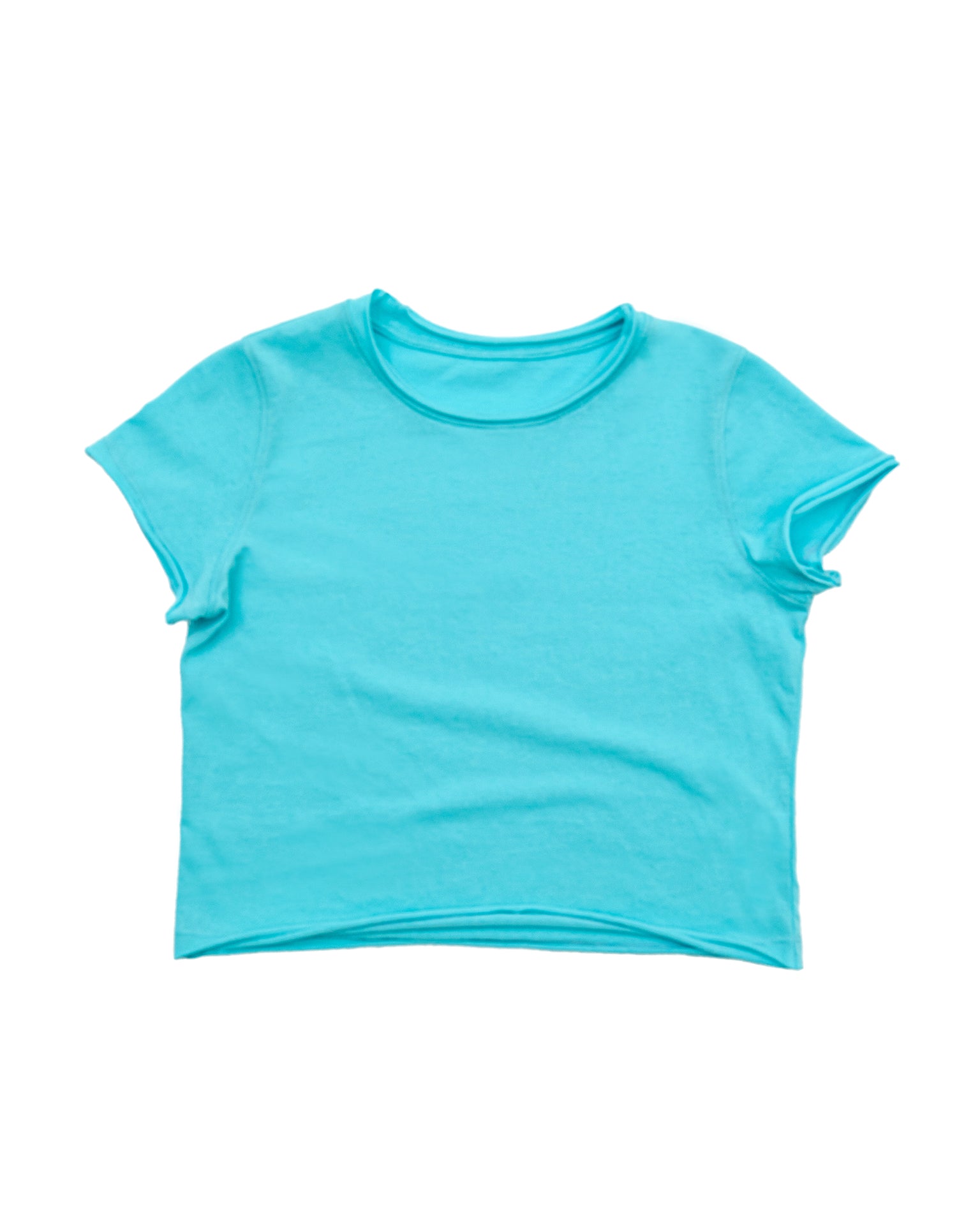 カットオフ クルーネックTシャツ｜ミントブルー